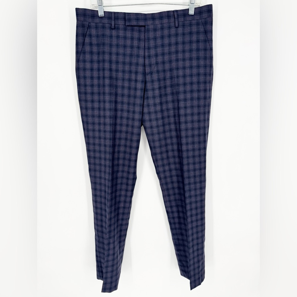 Paul Smith Size 34 TALL Loro Piana Wool Navy Plaid Trouser Dress Pants Business - Picture 4 of 15